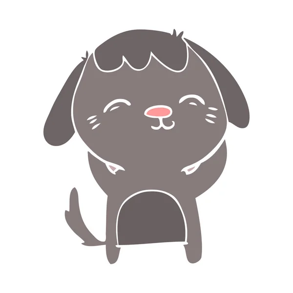 Happy Flat Color Style Cartoon Dog — Stock Vector