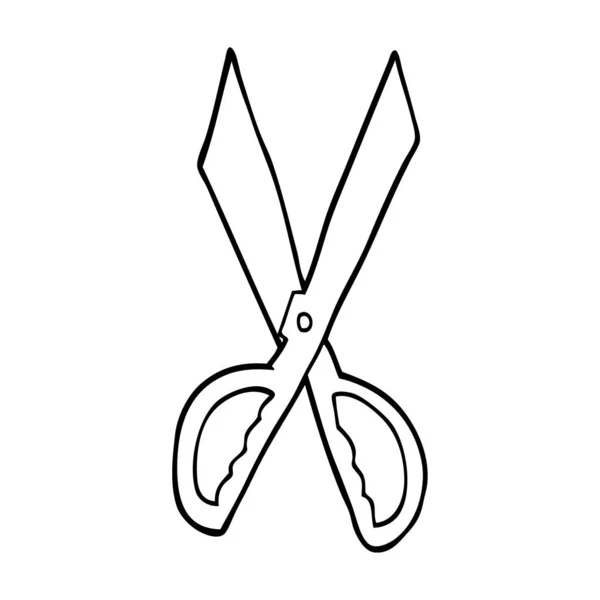 Line Drawing Cartoon Sewing Scissors — Stock Vector