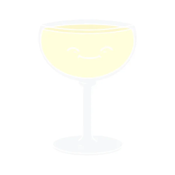 Flat Color Style Cartoon Glass Wine — Stock Vector
