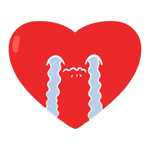 Επίπεδη Χρώμα Στυλ Καρτούν Αγάπης Άρρωστη Καρδιά — Διανυσματικό Αρχείο