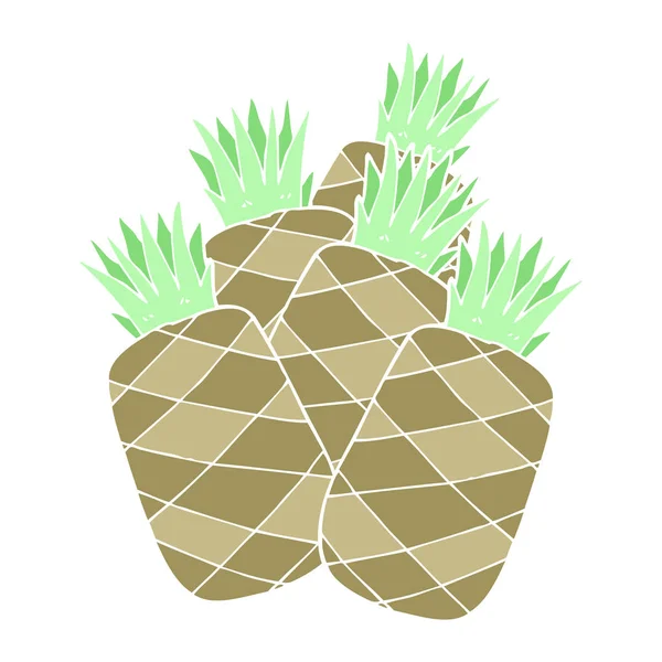 Platt Färg Illustration Ananas — Stock vektor