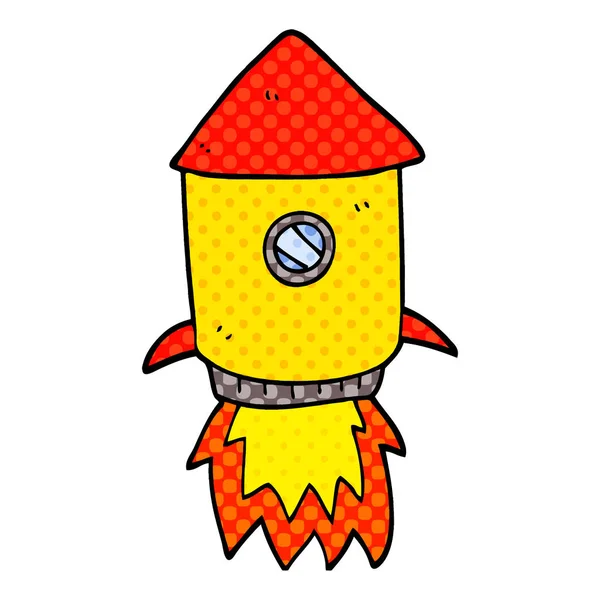 Foguete Espacial Doodle Desenhos Animados —  Vetores de Stock