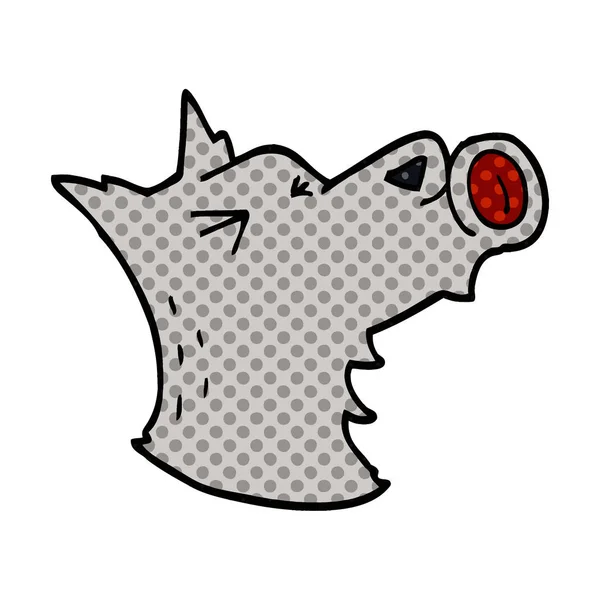 Zeichentrickkritzel Heulender Wolf — Stockvektor