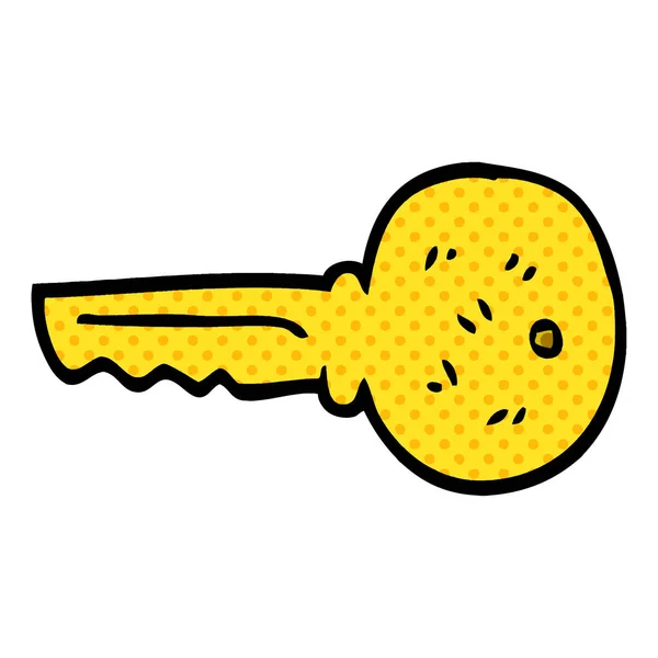 Cartoon Doodle Gold Key — Stock Vector