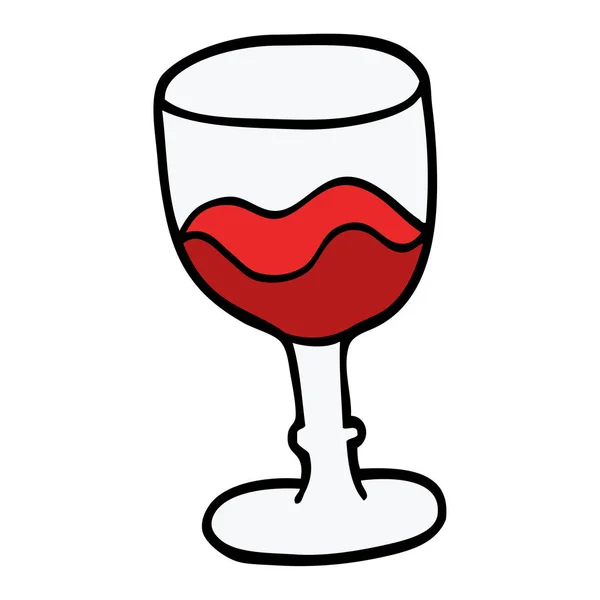 Desen Animat Doodle Pahar Vin Roșu — Vector de stoc