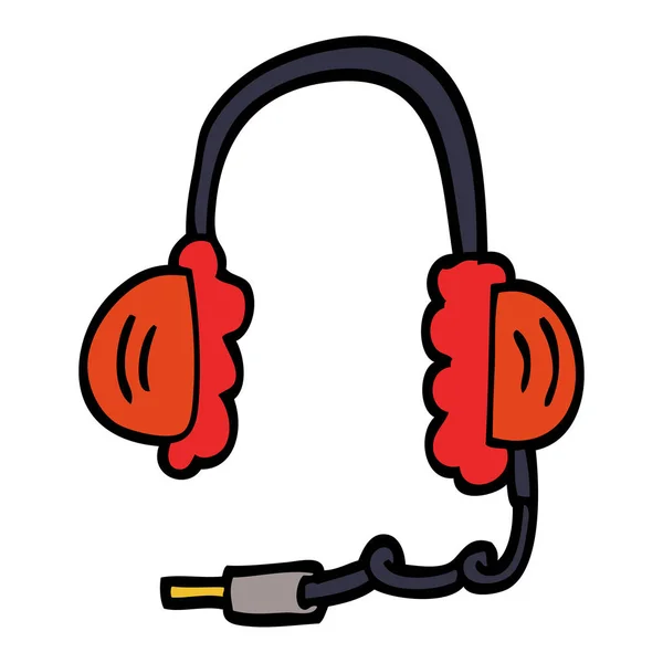 Desenhos Animados Fones Ouvido Doodle — Vetor de Stock