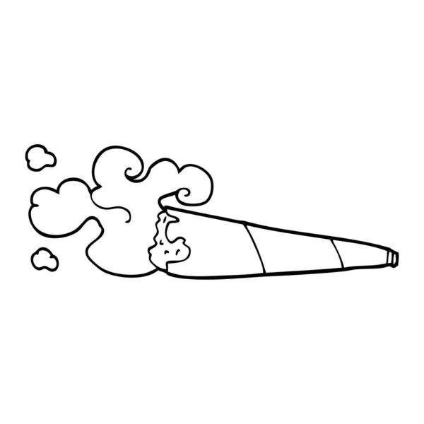 Line Drawing Cartoon Smoking Joint — Stock Vector