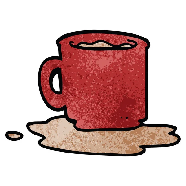 Cartoon Doodle Spilt Mug Tea — Stock Vector