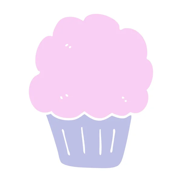 Colore Piatto Stile Cartone Animato Cupcake — Vettoriale Stock