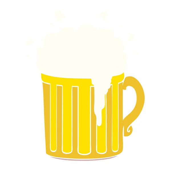Caneca Desenho Animado Estilo Cor Plana Cerveja — Vetor de Stock