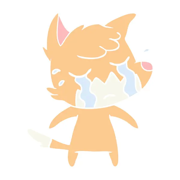 Pleurer Renard Plat Couleur Style Dessin Animé — Image vectorielle