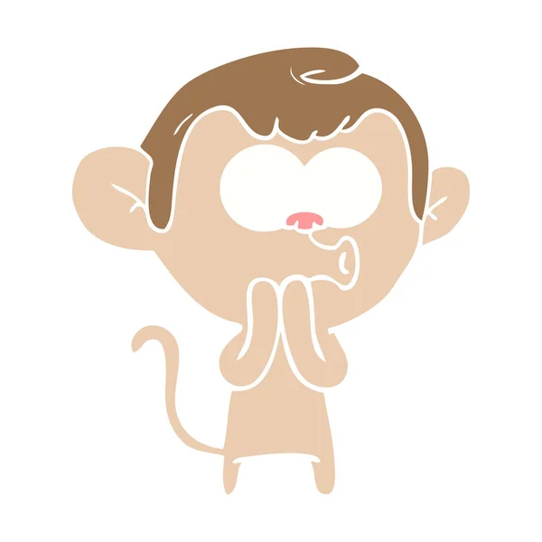 Flat Color Style Cartoon Hooting Monkey — Stock Vector