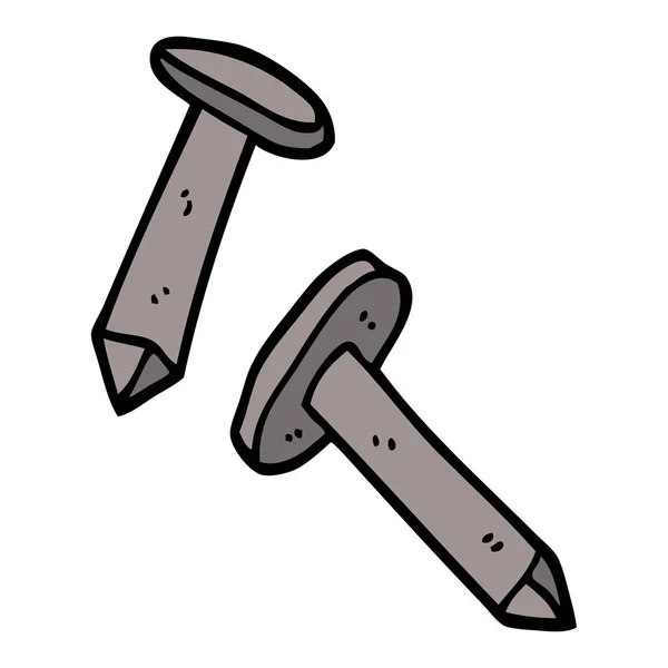 Kreslený Doodle Staré Ohnuté Železné Hřebíky — Stockový vektor