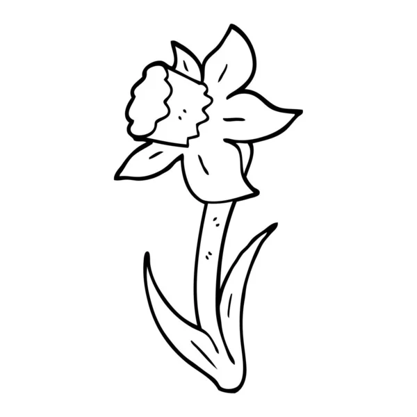 Black White Cartoon Daffodil — Stock Vector