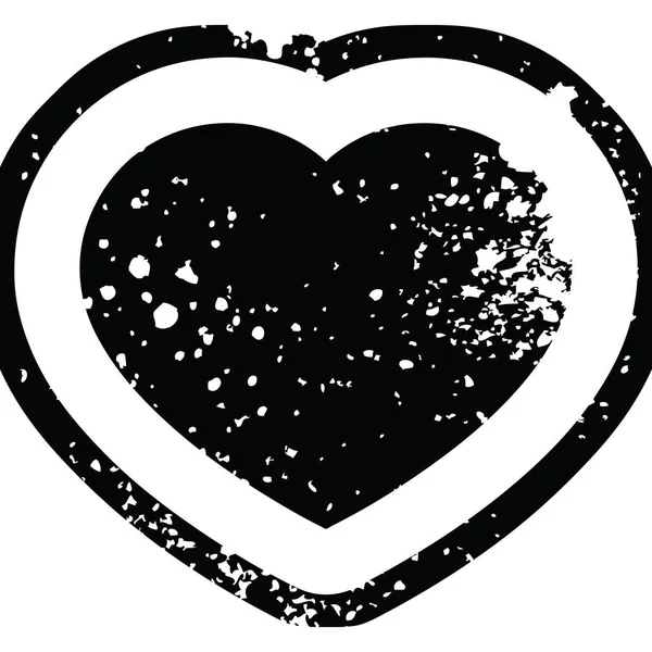 Distressed Effect Heart Symbol Graphic Vector Illustration Icon — Stock Vector