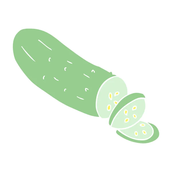 Ilustración Color Plano Pepino Rodajas — Vector de stock