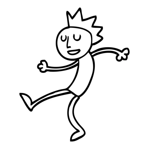 Schwarz Weißer Cartoon Tanzender Mann — Stockvektor