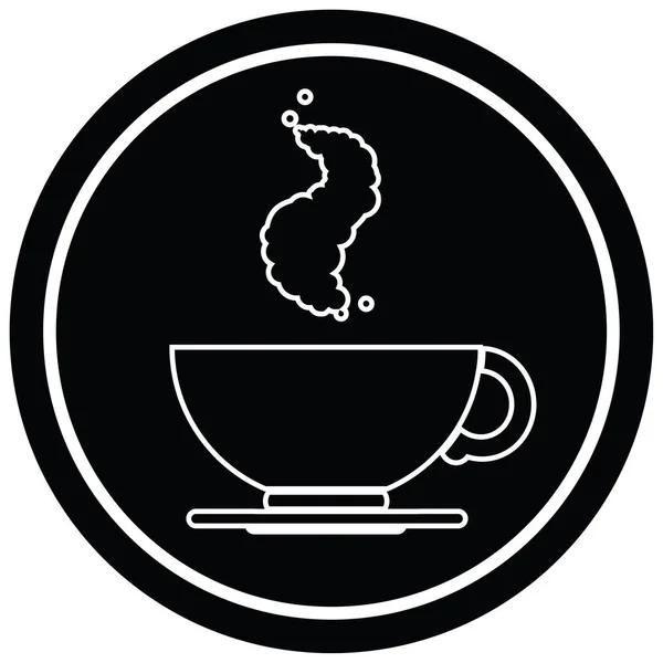 熱い一杯のコーヒー円形シンボル — ストックベクタ