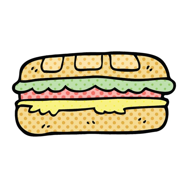 Comic Stil Cartoon Leckeres Sandwich — Stockvektor