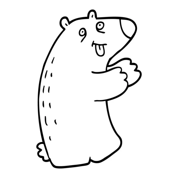 Лінійний Малюнок Мультяшний Полярний Ведмідь — стоковий вектор