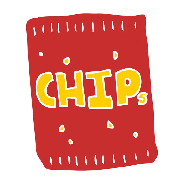 Flache Farbe Stil Cartoon Paket Von Chips — Stockvektor