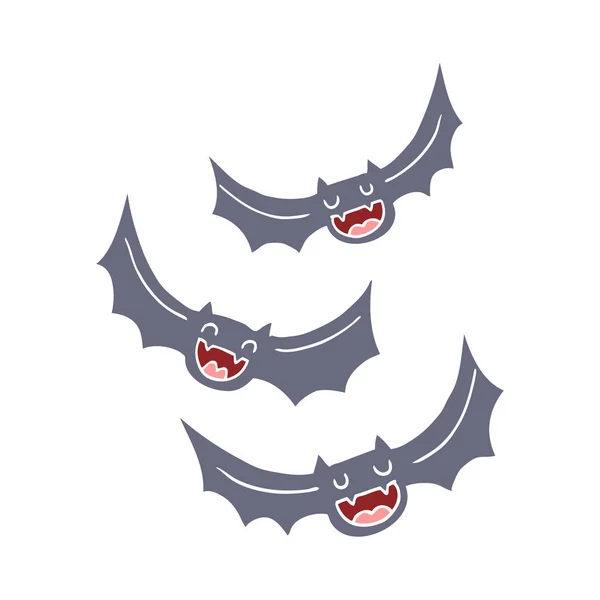Murciélagos Vampiro Dibujos Animados Estilo Color Plano — Vector de stock