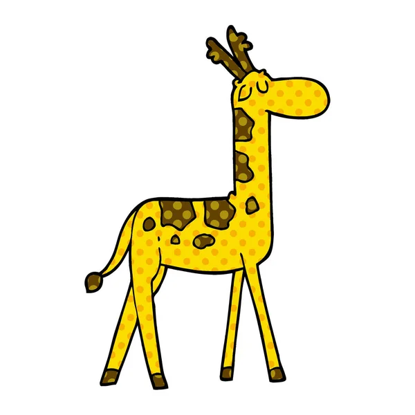 Girafa Engraçada Doodle Desenhos Animados — Vetor de Stock