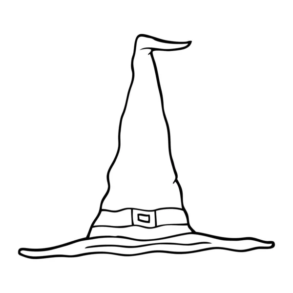Desenho Linha Chapéu Bruxa Desenhos Animados — Vetor de Stock