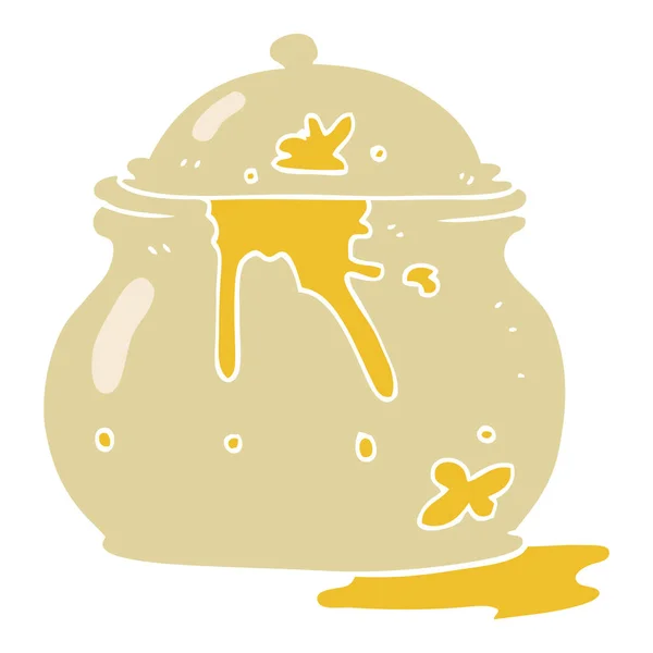 Illustration Couleur Plate Pot Moutarde Salissant — Image vectorielle