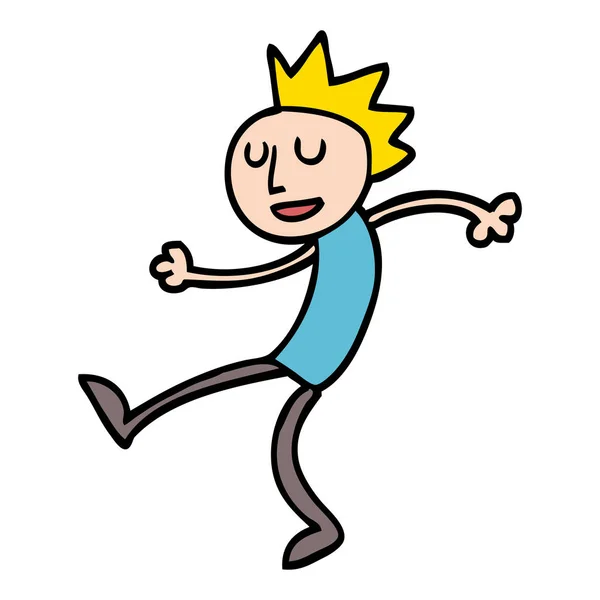 Hand Getrokken Doodle Stijl Cartoon Dancing Man — Stockvector