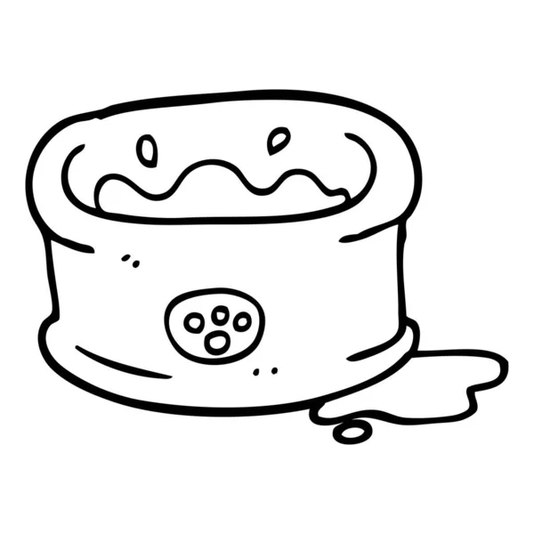Línea Dibujo Dibujos Animados Mascota Bowl — Vector de stock