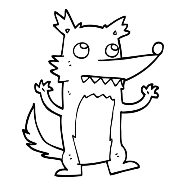 Svartvita Tecknade Wolf — Stock vektor