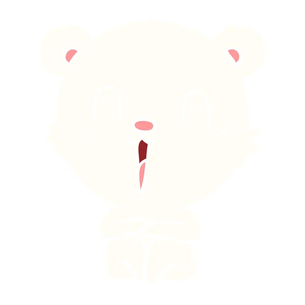 Χαρούμενος Επίπεδη Χρώμα Στυλ Καρτούν Πολική Αρκούδα — Διανυσματικό Αρχείο