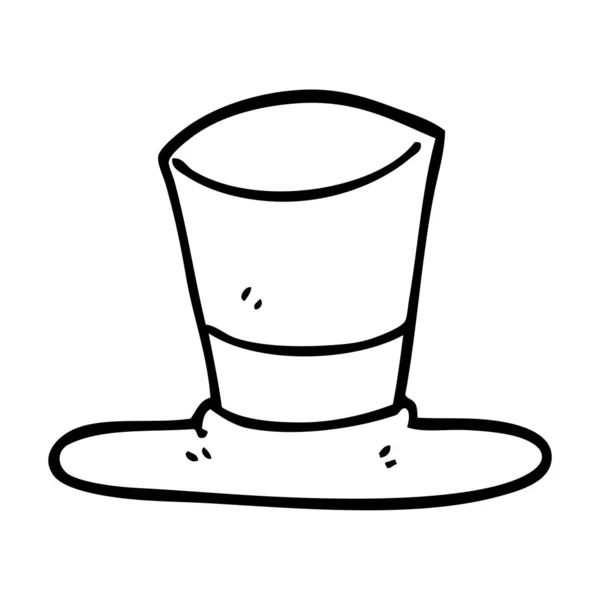 Lijntekening Cartoon Cilinderhoed — Stockvector