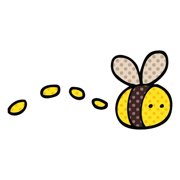 Cómic Estilo Dibujos Animados Zumbido Abeja — Vector de stock