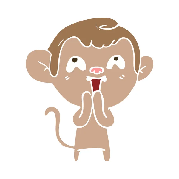 Crazy Flat Color Style Cartoon Monkey — Stock Vector