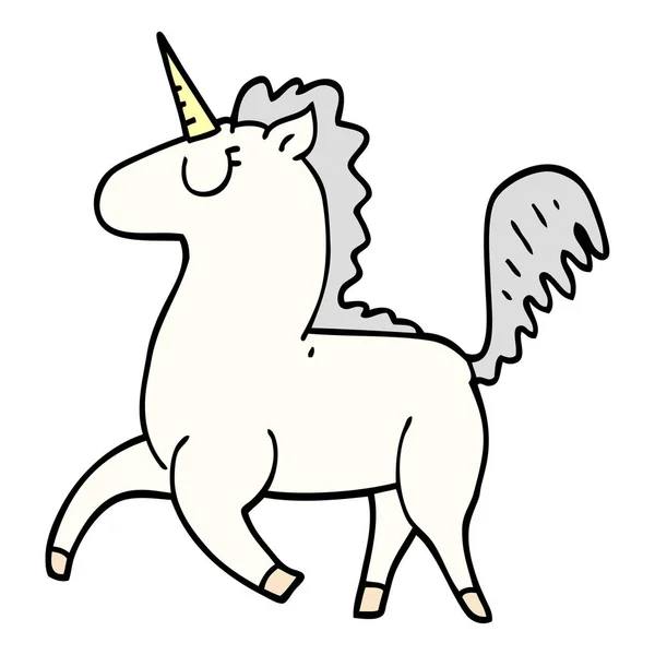 Ilustrasi Vektor Unicorn Doodle Kartun - Stok Vektor