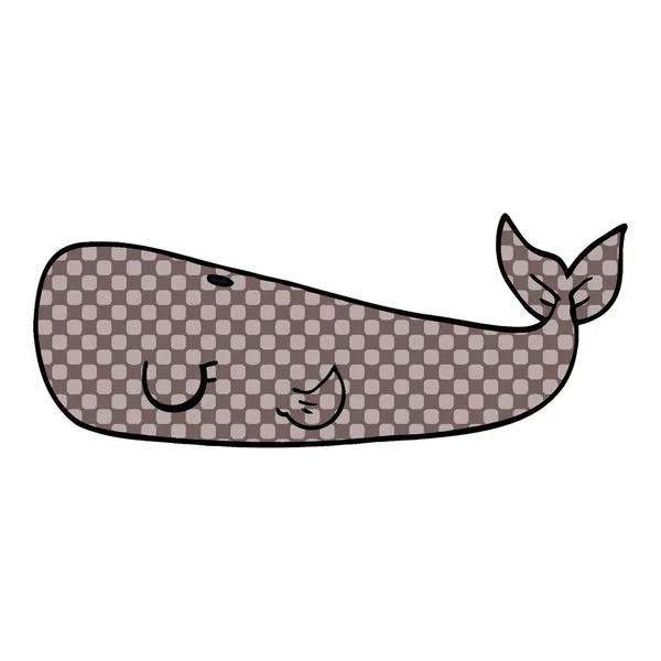 Illustrazione Vettoriale Del Fumetto Doodle Balena — Vettoriale Stock