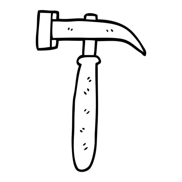 Line Drawing Cartoon Hammer — Stock Vector