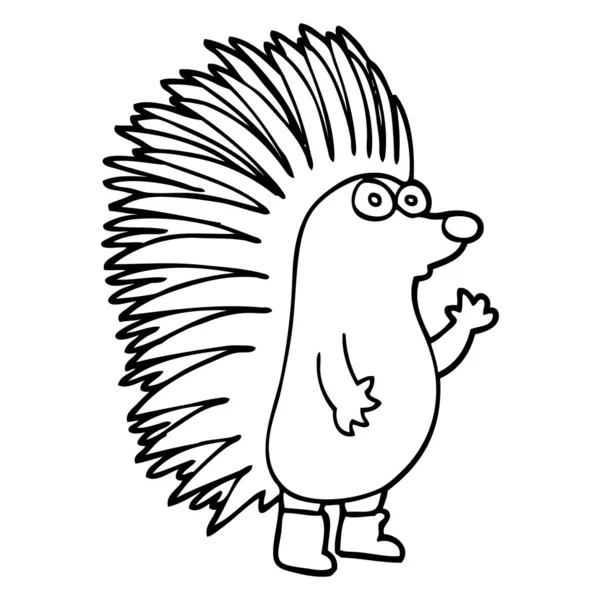 Line Drawing Cartoon Spiky Hedgehog — Stock Vector