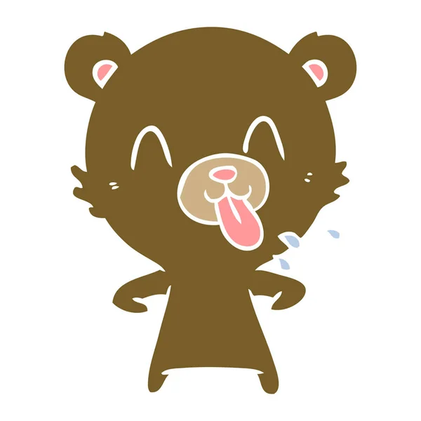Rude Estilo Cor Plana Urso Dos Desenhos Animados — Vetor de Stock