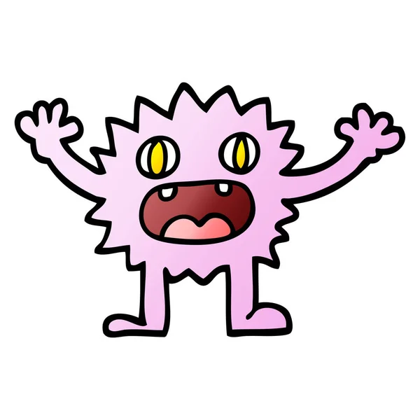 Gradient Vectoriel Illustration Dessin Animé Drôle Monstre Poilu — Image vectorielle