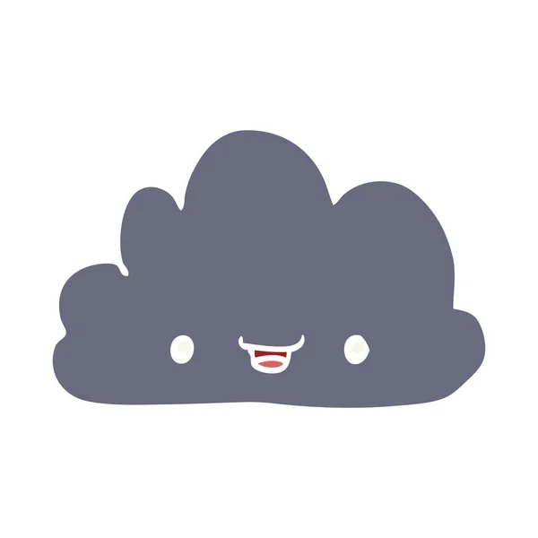Επίπεδη Χρώμα Στυλ Καρτούν Μικροσκοπικά Ευτυχισμένη Σύννεφο — Διανυσματικό Αρχείο