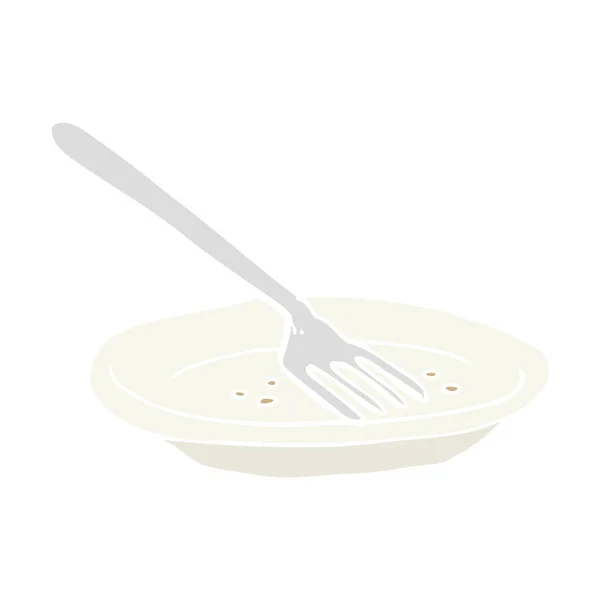 Flat Color Illustration Empty Plate — Stock Vector