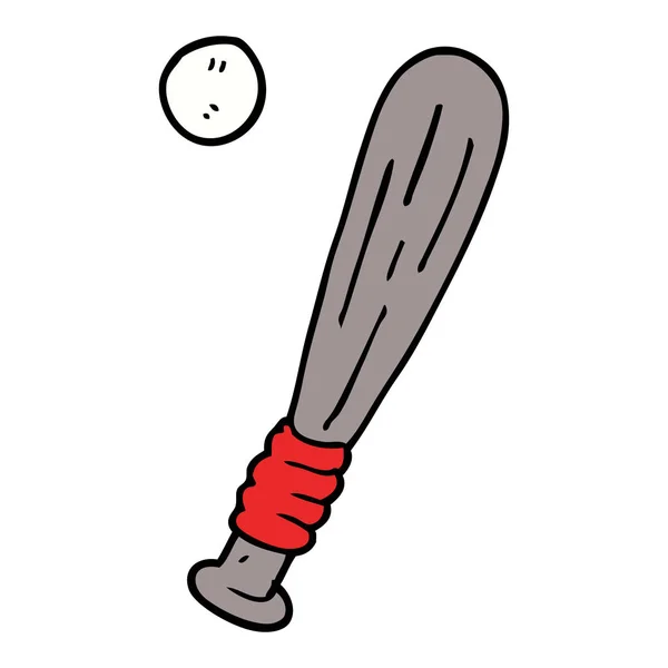 Cartone Animato Doodle Baseball Pipistrello — Vettoriale Stock