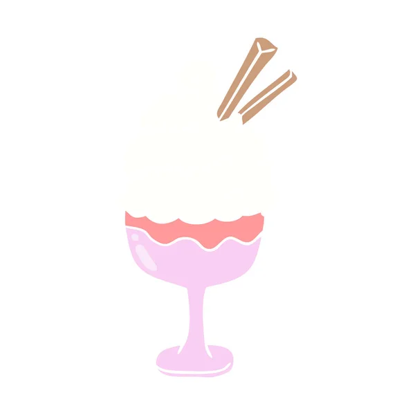 Helado Dibujos Animados Estilo Color Plano — Vector de stock