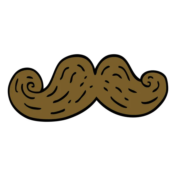 Bigode Encaracolado Doodle Desenhos Animados — Vetor de Stock