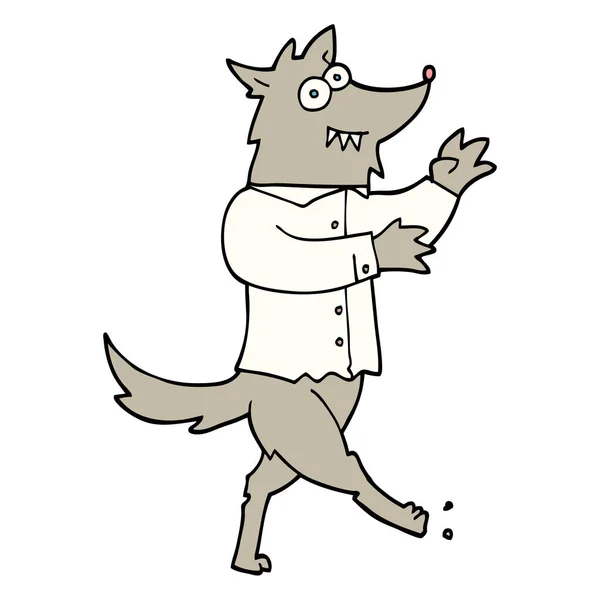 Dibujado Mano Garabato Estilo Dibujos Animados Hombre Lobo — Vector de stock