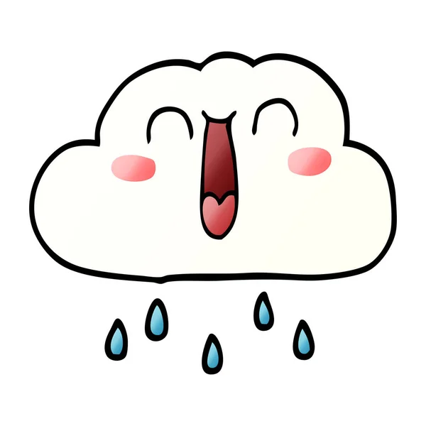 幸せな漫画落書き雨の雲 — ストックベクタ