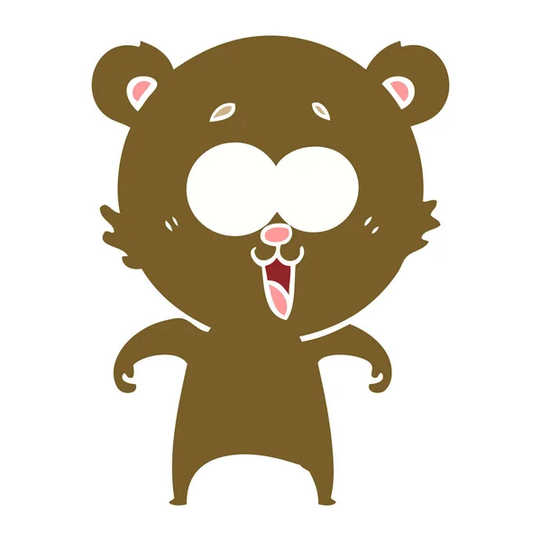Laughing Teddy Bear Flat Color Style Cartoon — Stock Vector
